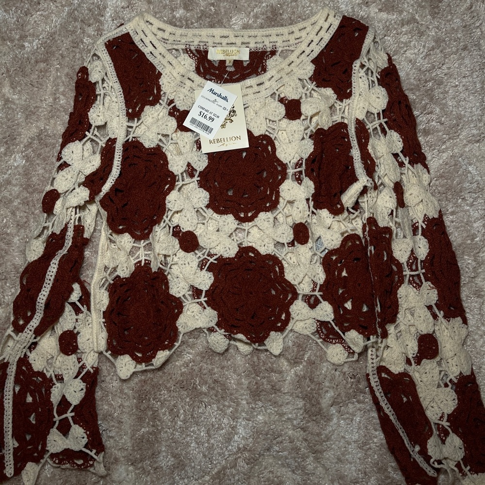 Women’s Crochet Blouse, Long-Sleeve